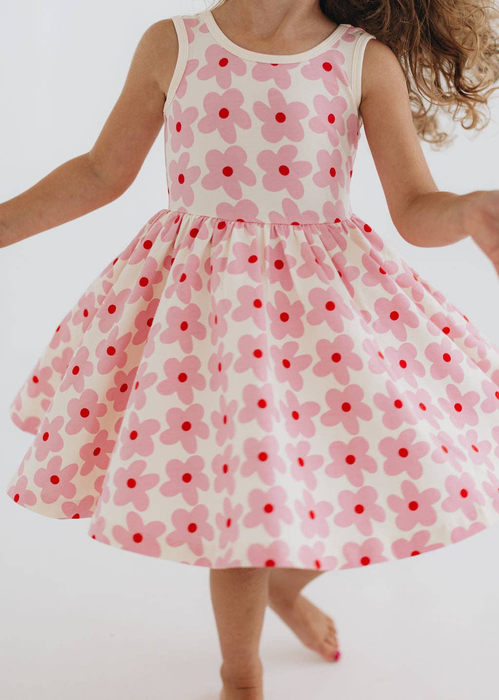 Good Apples Kids Sleeveless Twirl Dress - Pink Daisies