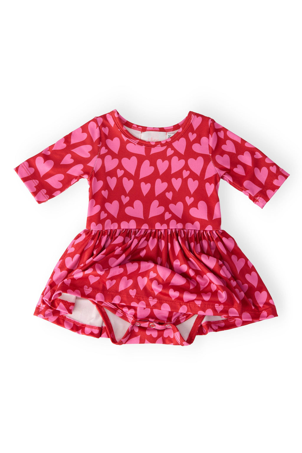 Mila & Rose 3/4 Sleeve Twirl Bodysuit - Hearts & Hugs