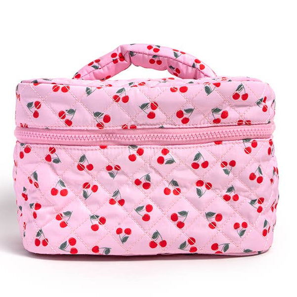 Living Royal - Cosmetic Travel Case - Pink w/ Red Cherries