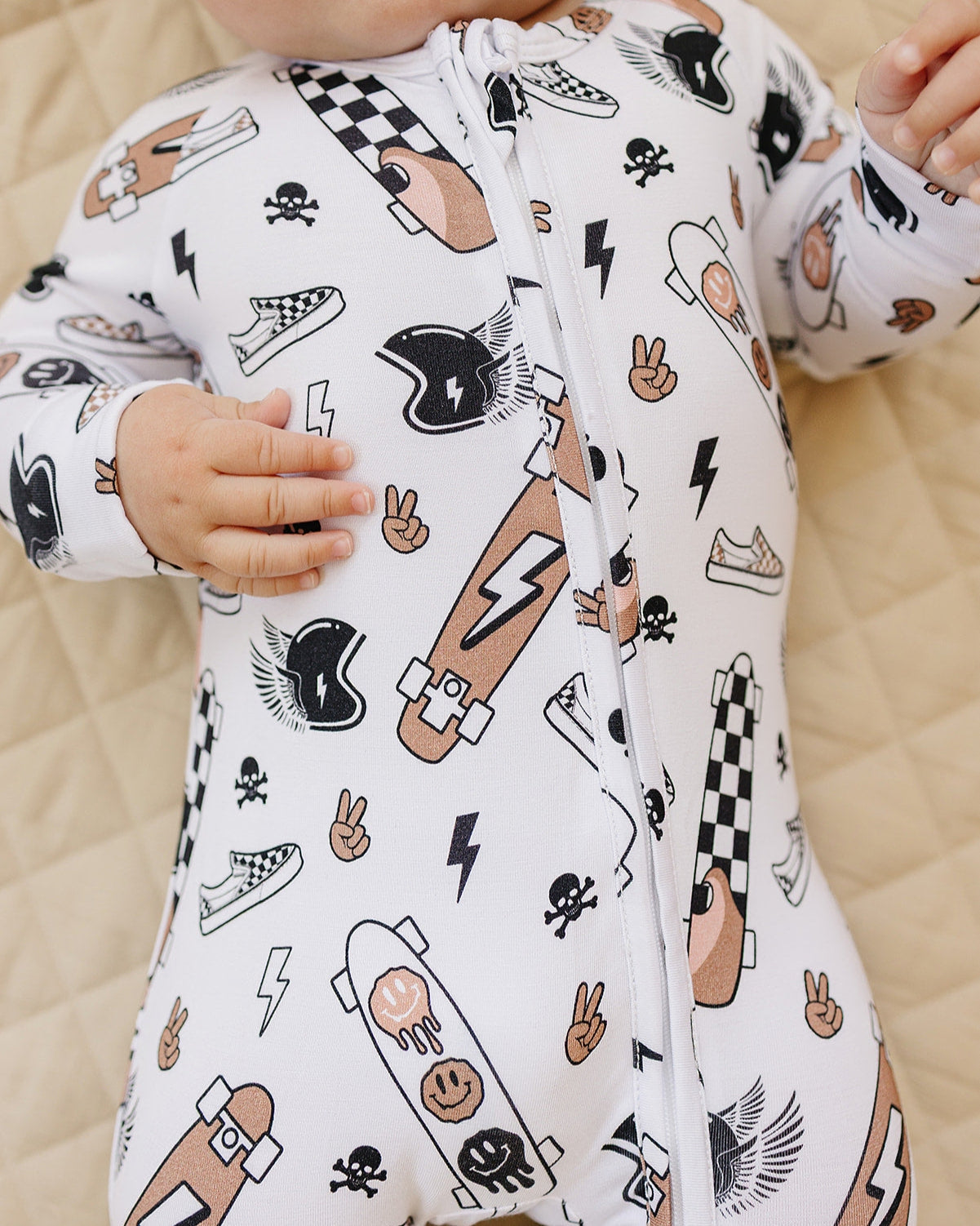 Lucky Panda Kids Bamboo Zip Romper - Sk8er