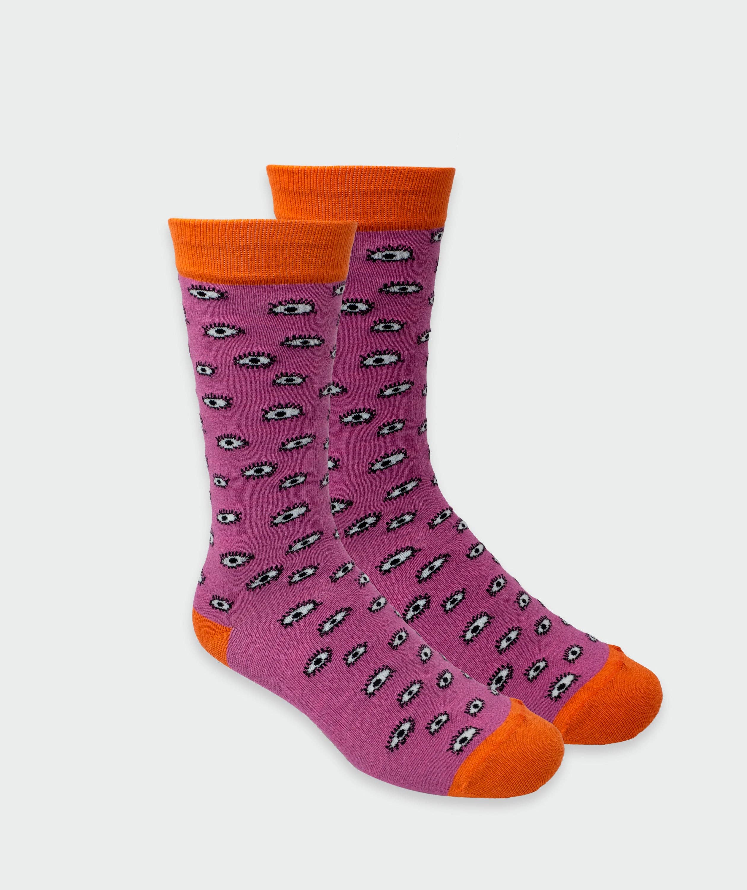 Min & Mon - Fuchsia and Orange Socks - All Over Eyes