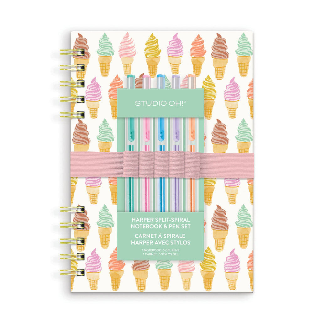 Studio Oh! - Cool & Creamy Harper Split-Spiral Notebook & Pen Set