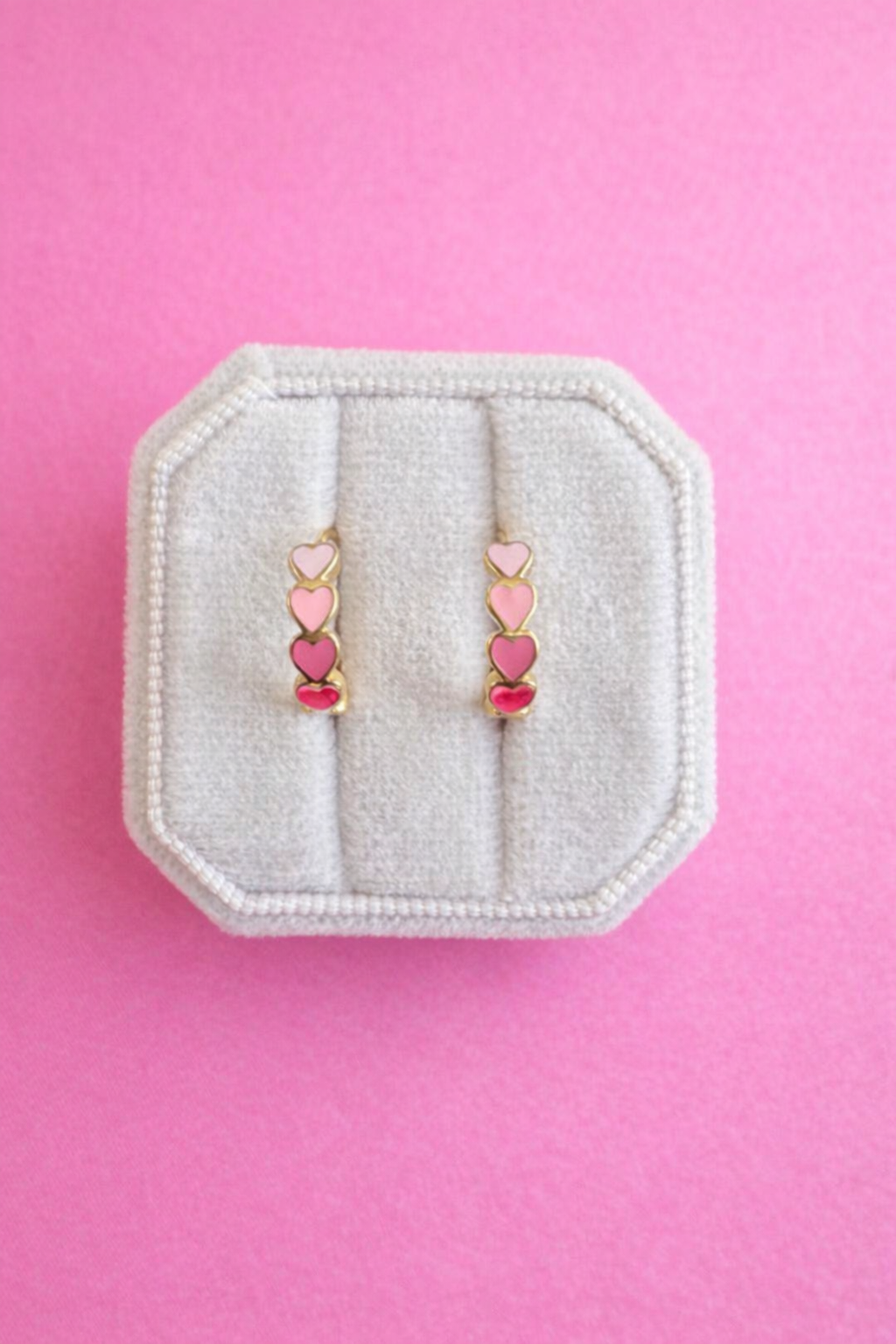 Desert Peach - Pink Ombre Heart Chunky Huggie Hoops