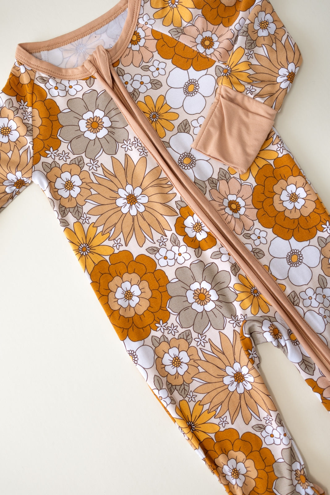 Lucky Panda Kids Bamboo Zip Romper - Petal Pop