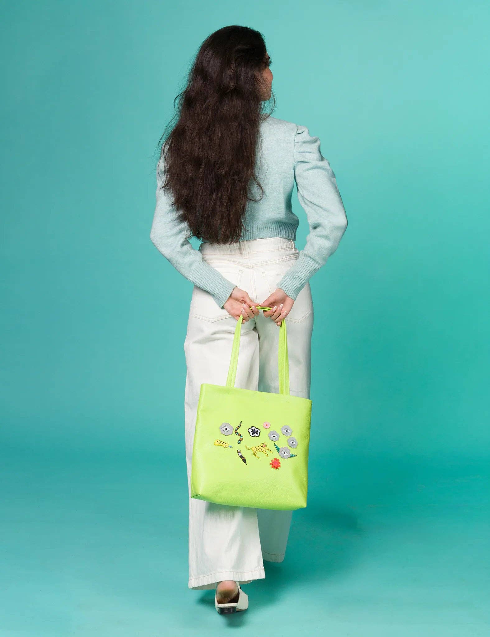 Min & Mon - Matt Sharp Green Leather Tote Bag - Floralia Design