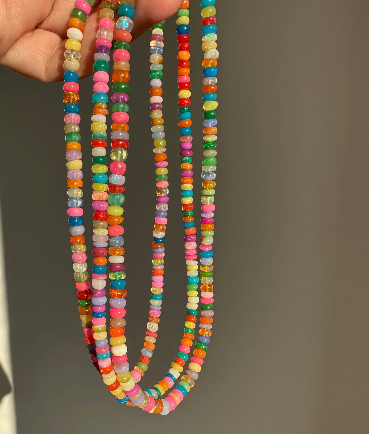 Anokhi Green Handmade Gemstone Necklace - Pink Green Bright Candy Opal