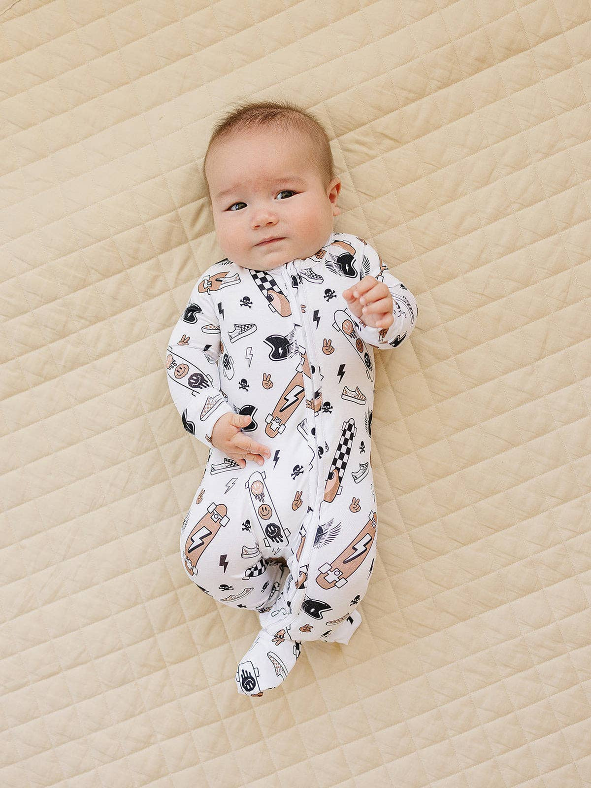 Lucky Panda Kids Bamboo Zip Romper - Sk8er