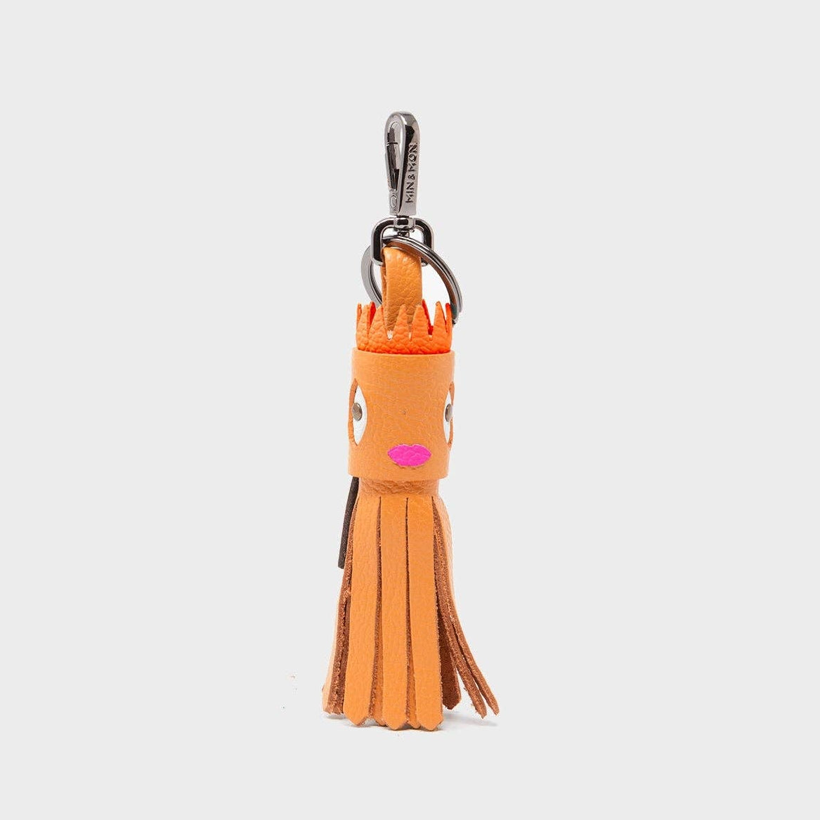 Min & Mon - Queen Callie Marie Charm - Flamingo Orange Leather Keychain