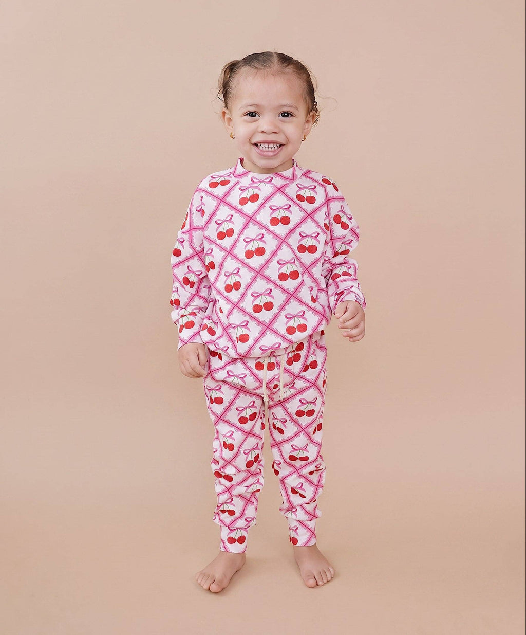 Lucky Panda Kids Jogger Set - Cherry Bow