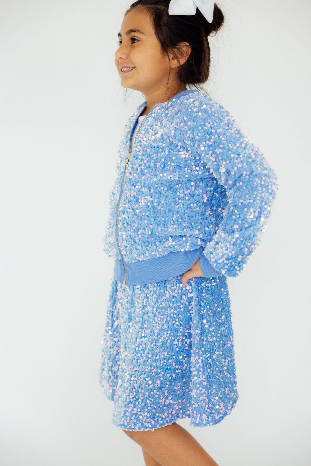 Mila & Rose Sequin Jacket - Light Blue Velvet