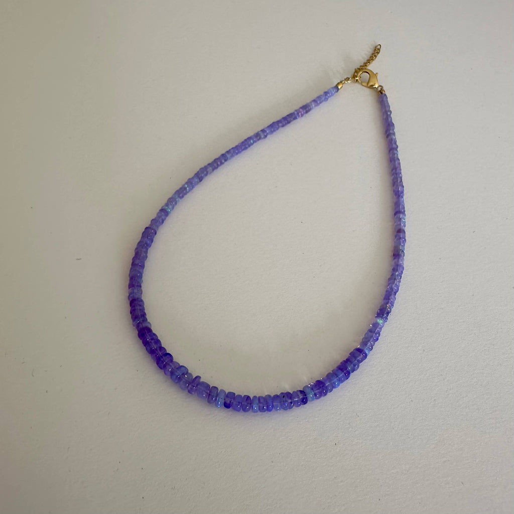 Anokhi Green Handmade Gemstone Necklace - Purple Ethiopian Opal