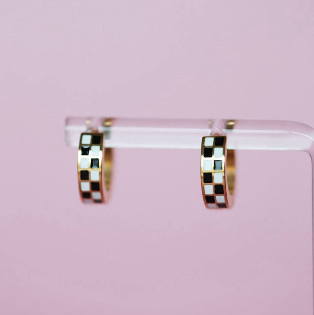 Pierced Co - Black/White Checkered Huggies