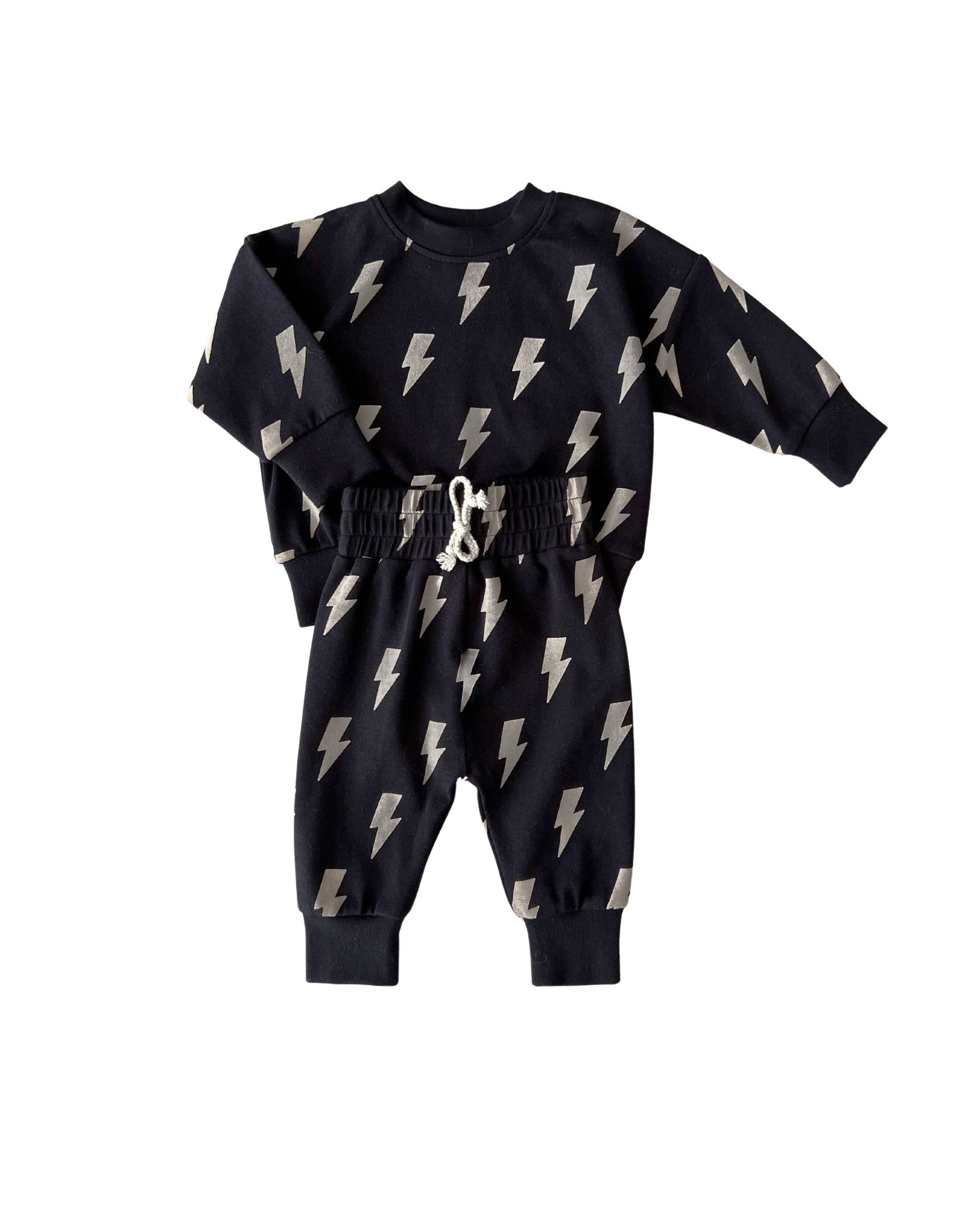 Lucky Panda Kids Jogger Set - Black Bolts