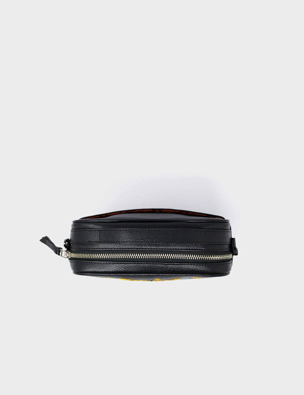 Min & Mon - Verto Black Leather Crossbody Bag - Happy Tiger Embroidery