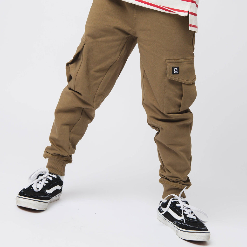 RAGS - Relaxed Fit Cargo Joggers - Olive Green
