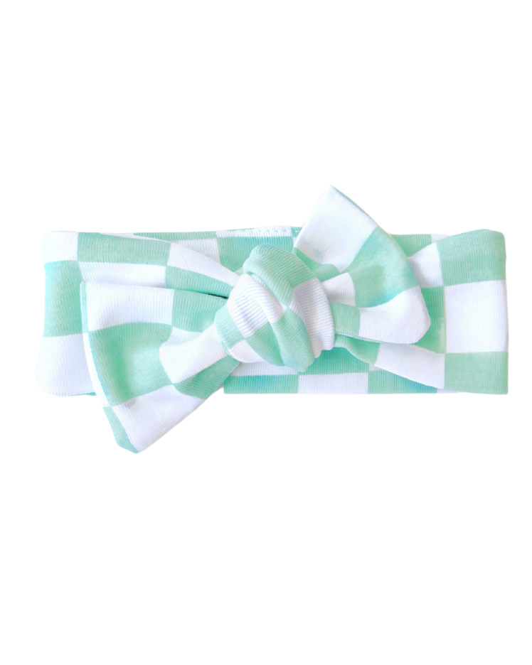 Lucky Panda Kids Checkered Headband - Mint