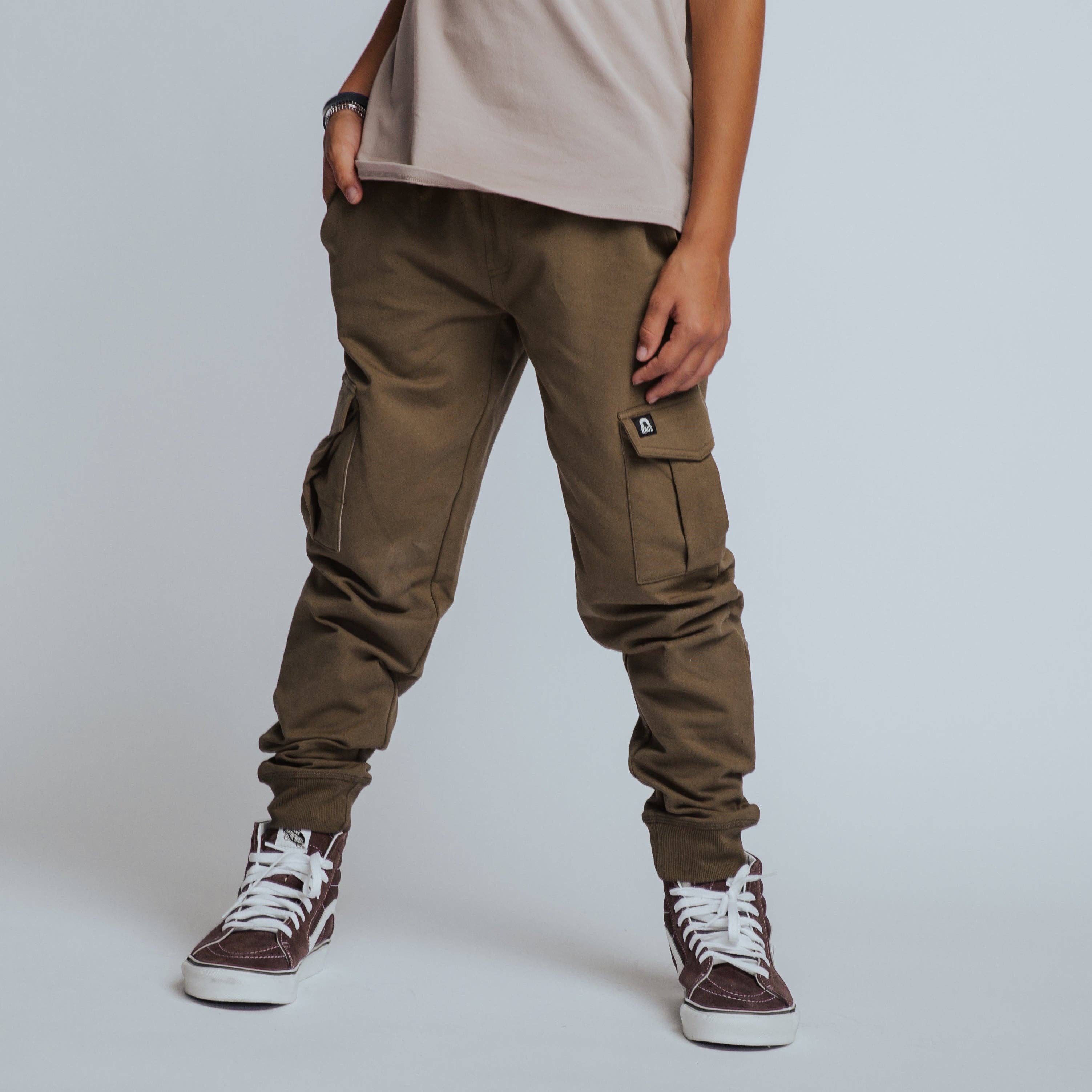RAGS - Relaxed Fit Cargo Joggers - Olive Green