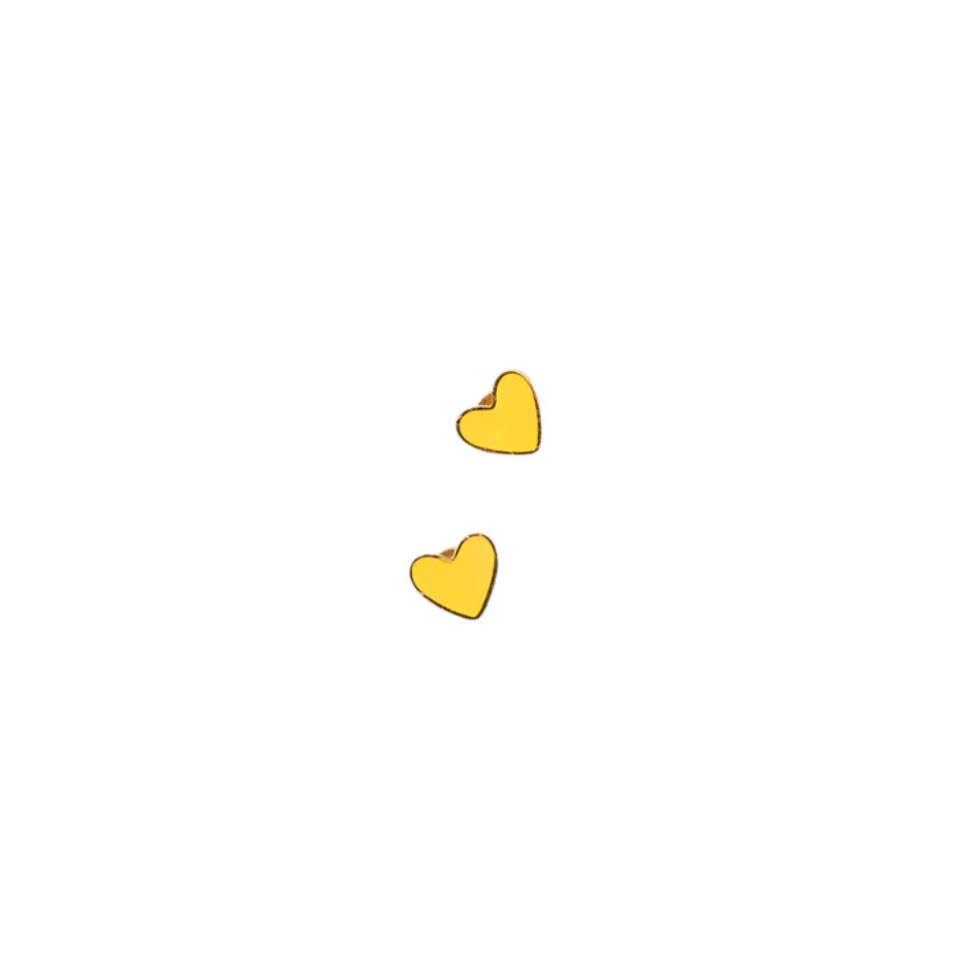 Pip Pop Post - Enamel Heart Stud Earring - Neon Pink