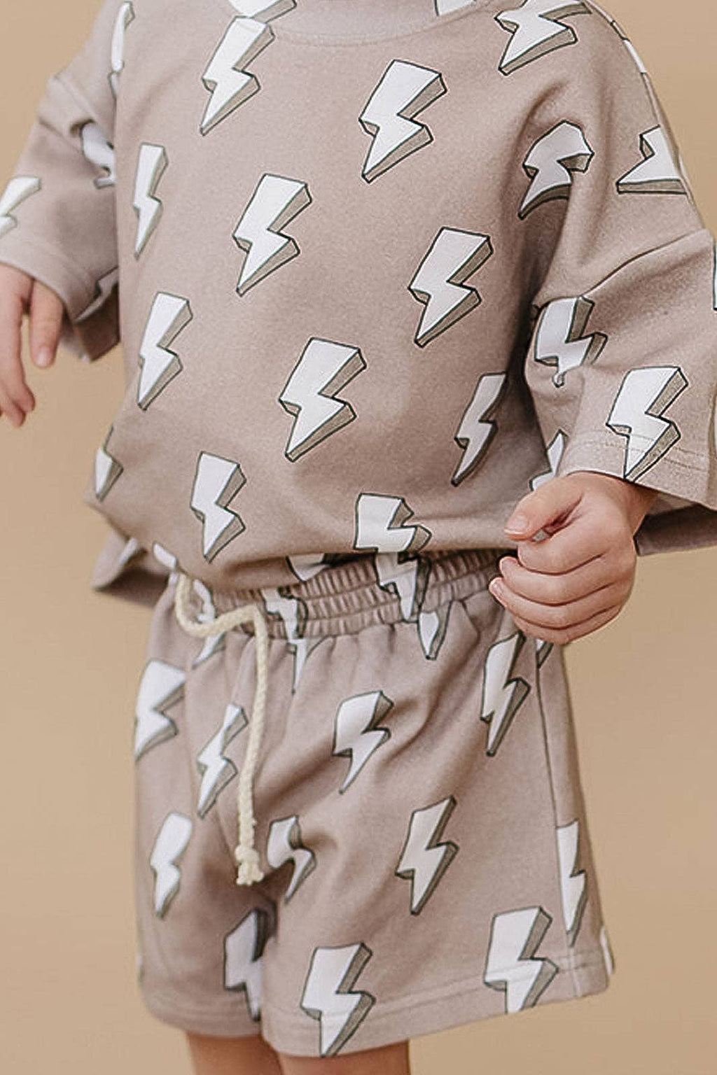 Lucky Panda Kids Shorts Set - Electric Beige