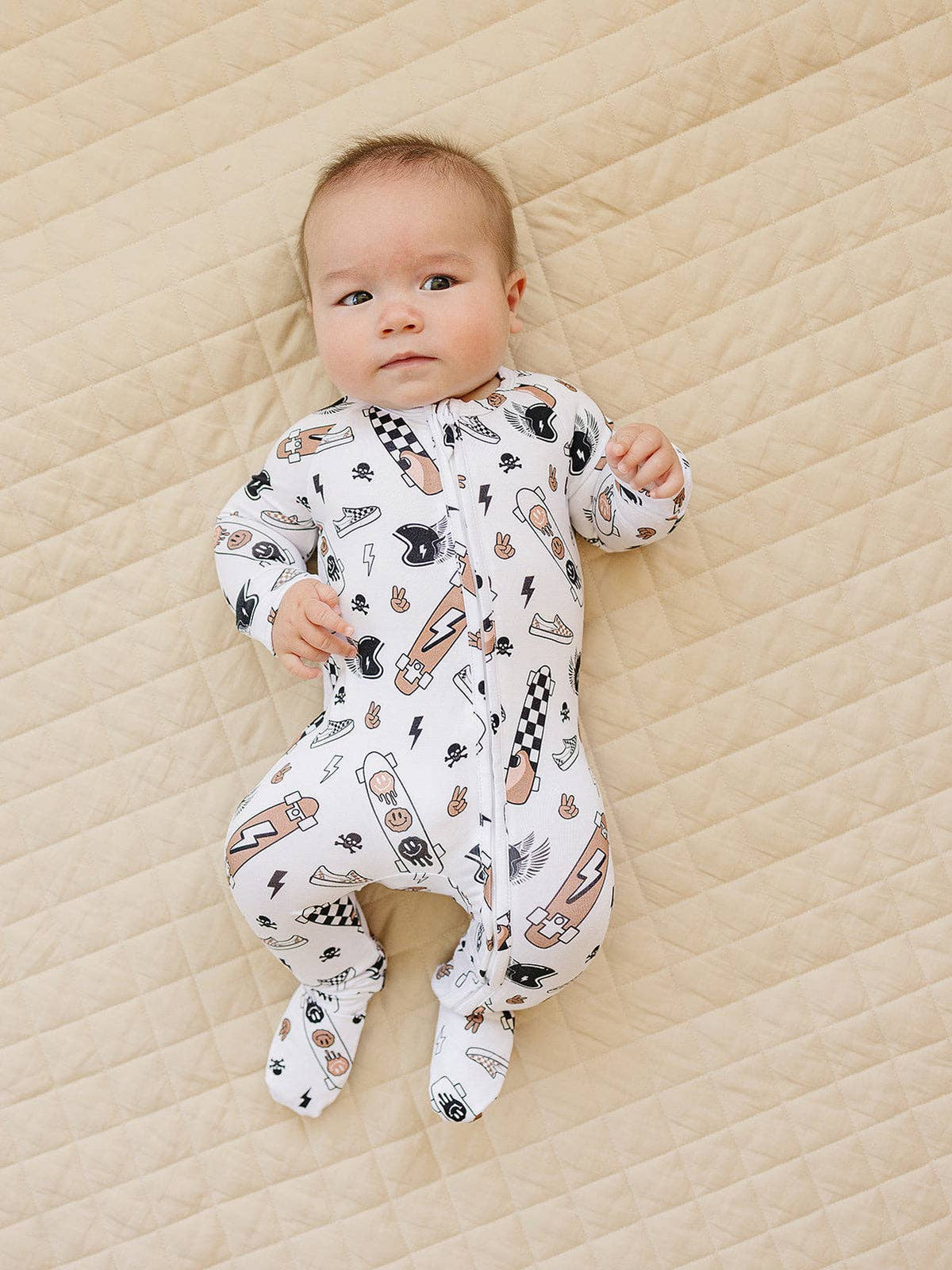 Lucky Panda Kids Bamboo Zip Romper - Sk8er