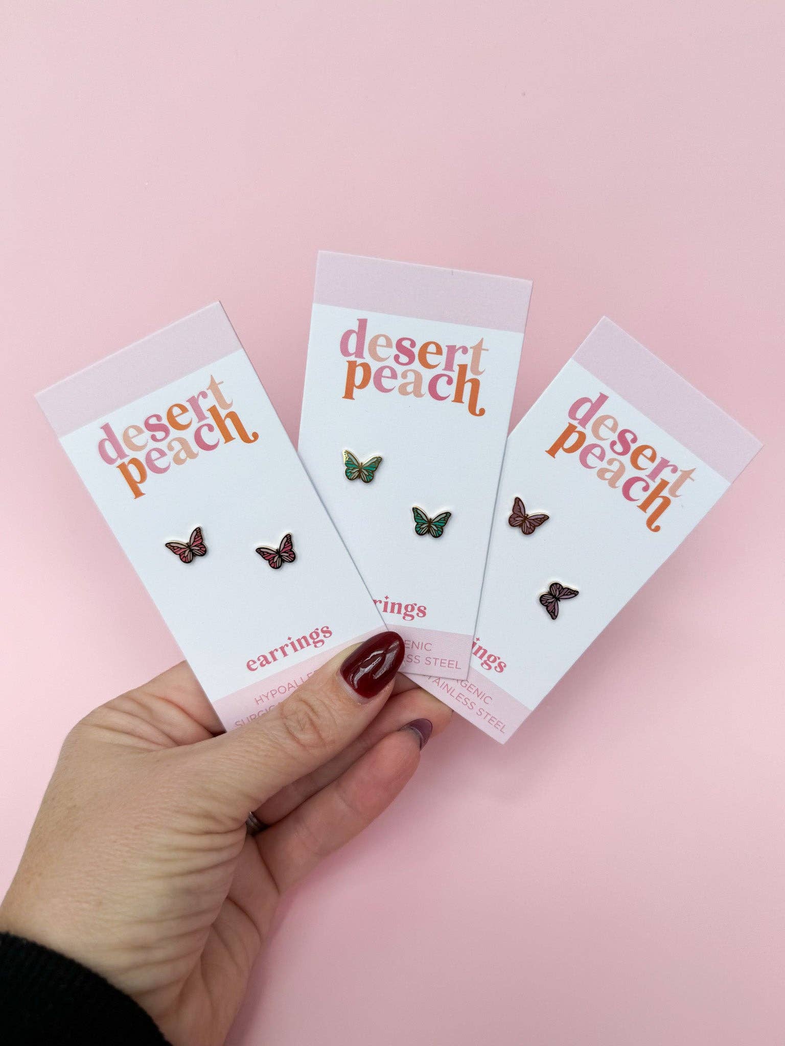 Desert Peach - Butterfly Stud Earrings
