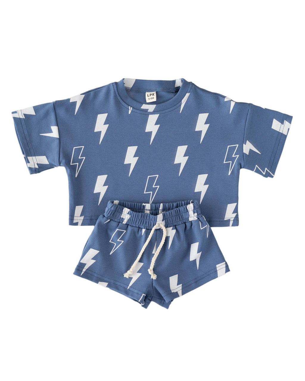 Lucky Panda Kids Shorts Set - Blue Bolts