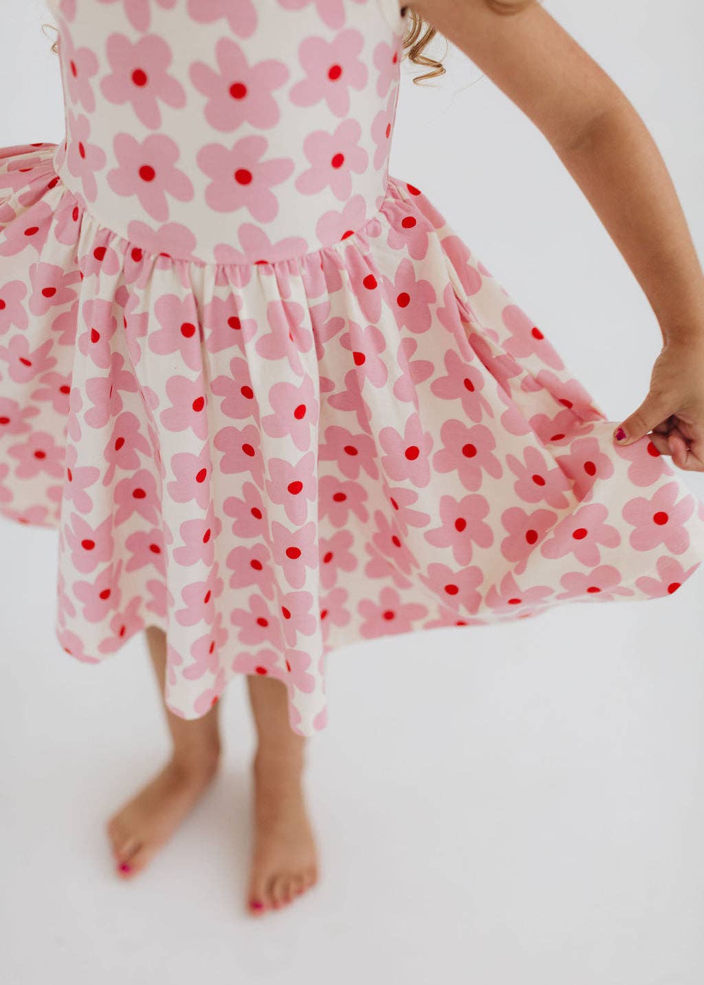 Good Apples Kids Sleeveless Twirl Dress - Pink Daisies