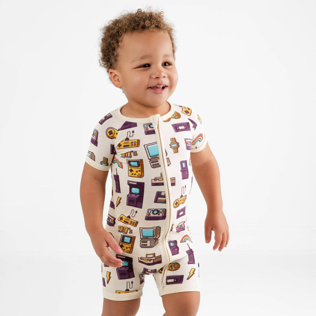 Jammie Session Bamboo Short Romper - 90's Retro