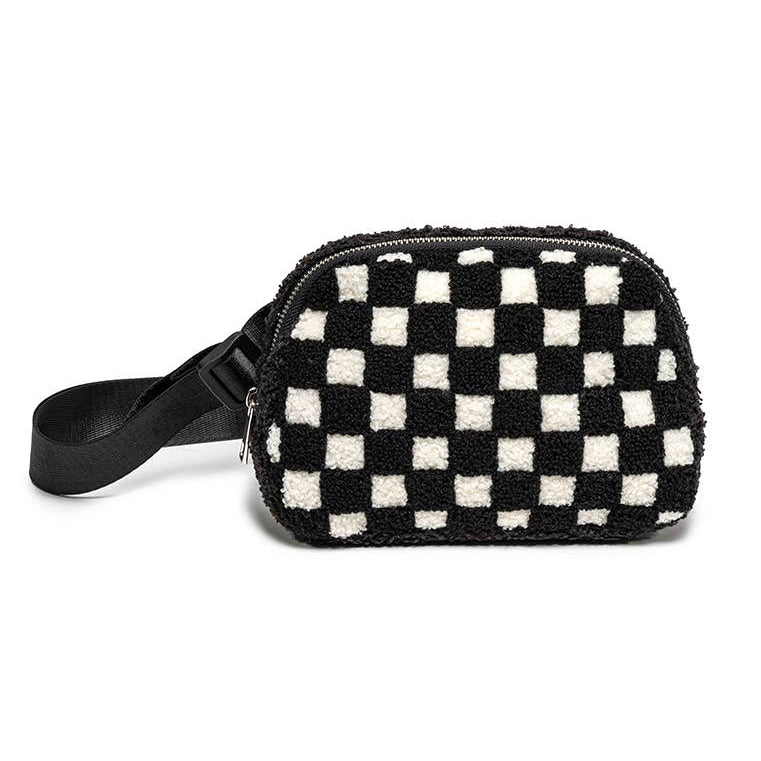 Living Royal Adjustable Belt Bag - Black & White Checkered
