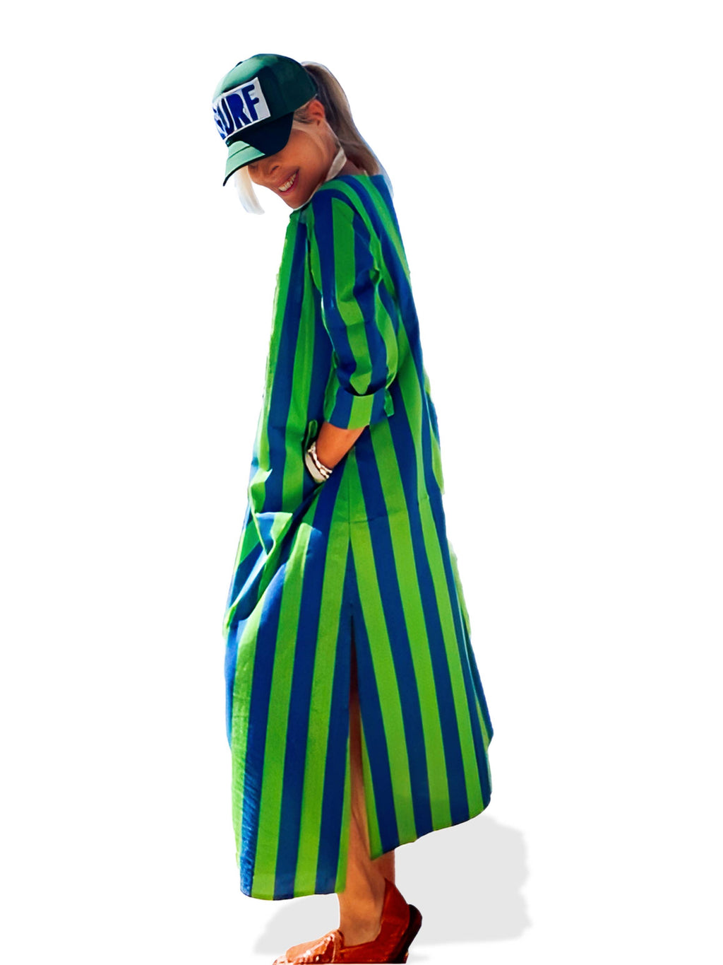 Cabana Club California - Surf Stripe Dress - Blue/Green