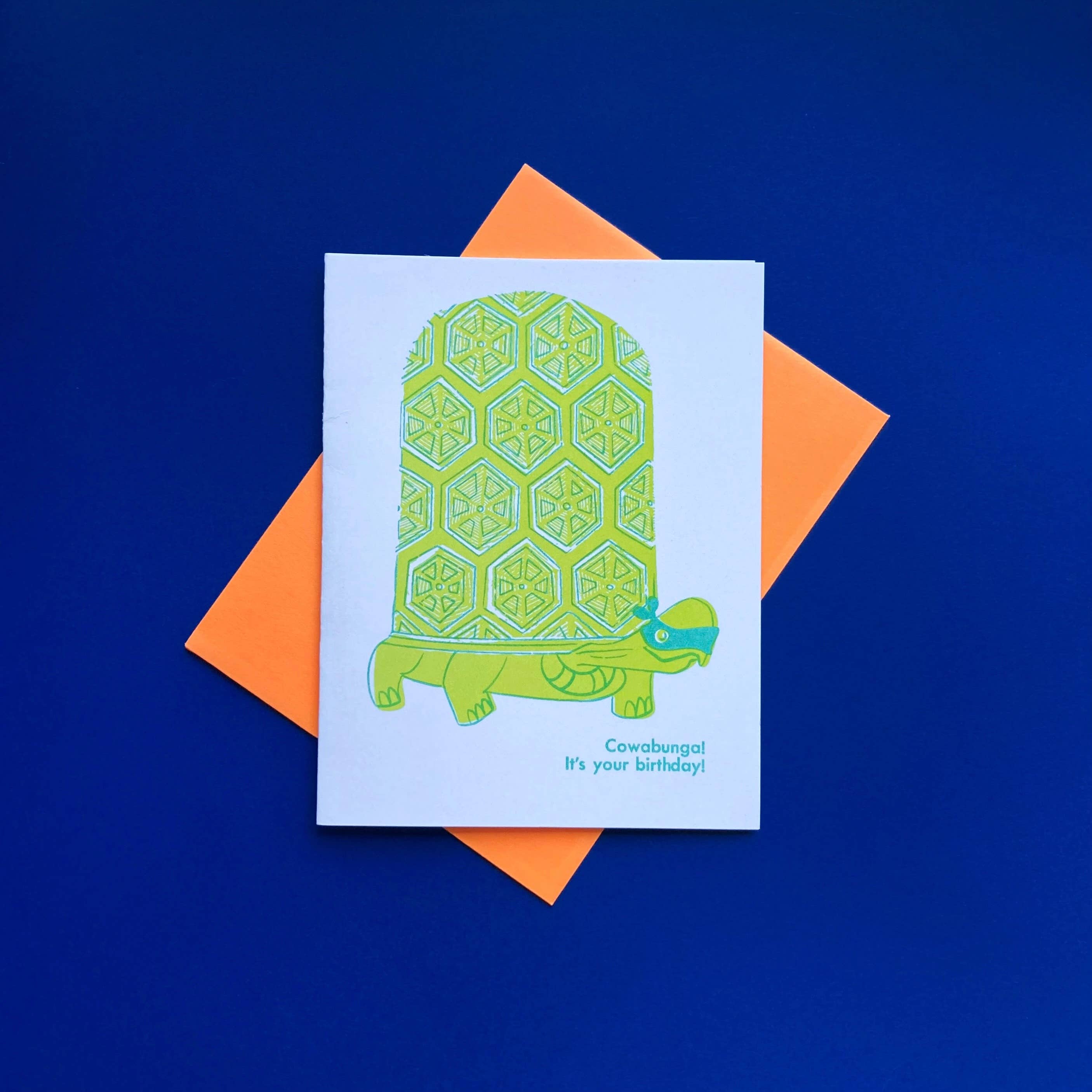Pier Six Press Risograph Greeting Card - Cowabunga Birthday