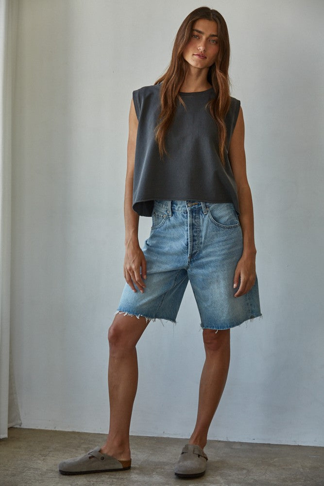 Women's Knit Round Neck Tank Top - Black