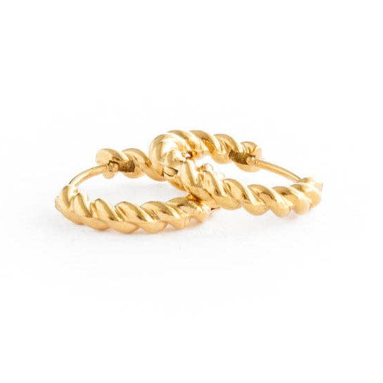 Pip Pop Post - Braided Hoop Earrings - Gold