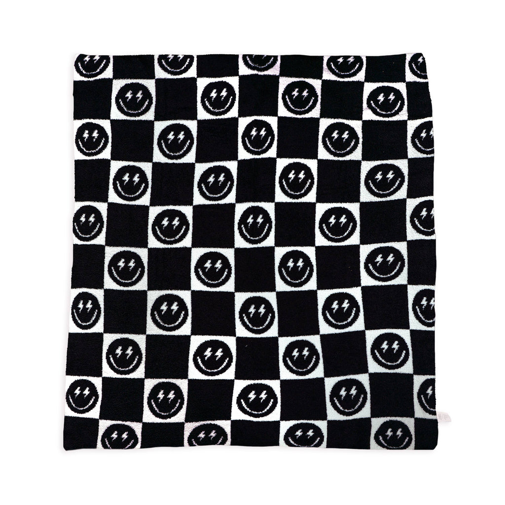 Living Royal Throw Blanket - Checkered w/ Happy Faces