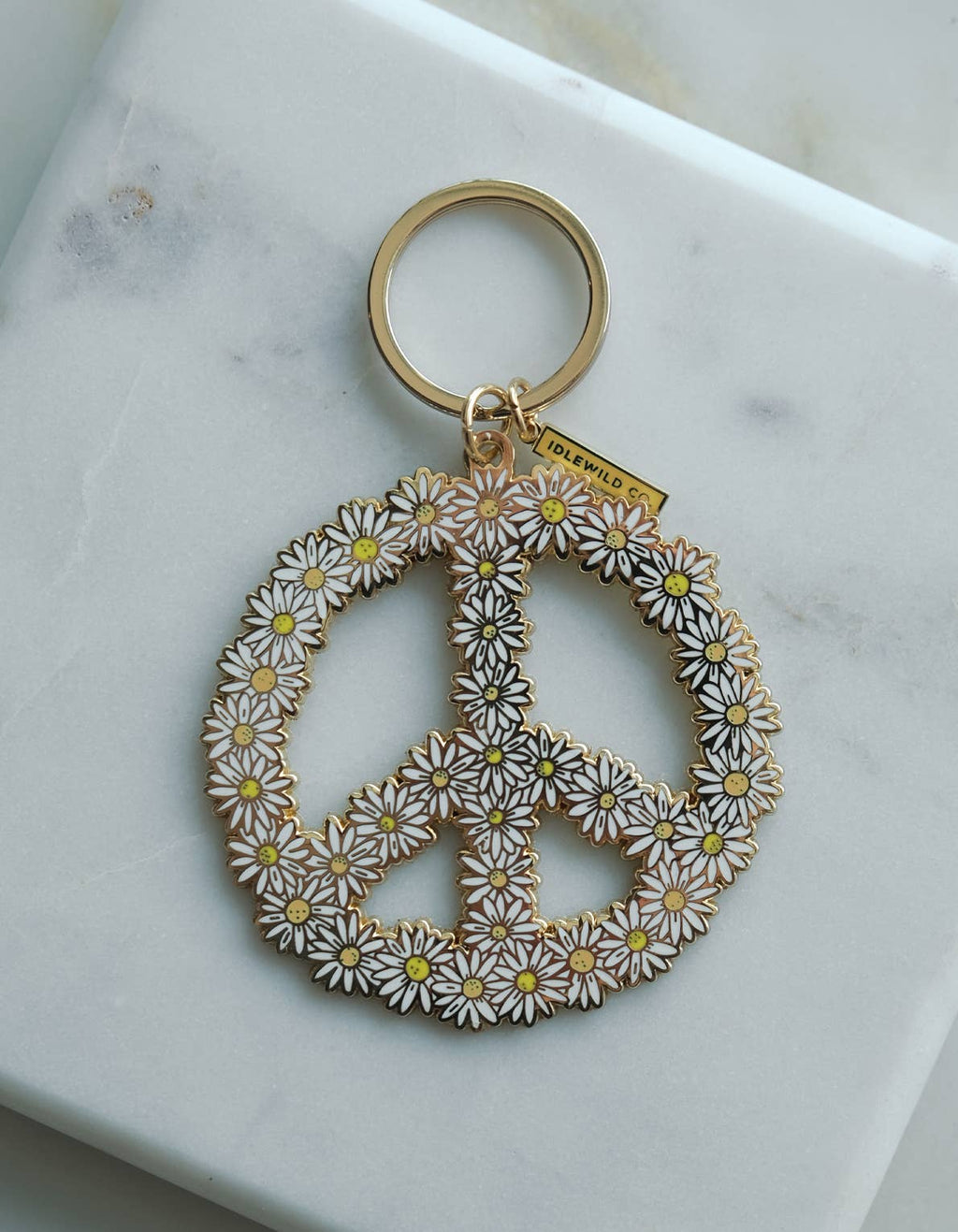 Idlewild Co. Enamel Keychain - Peace Daisy