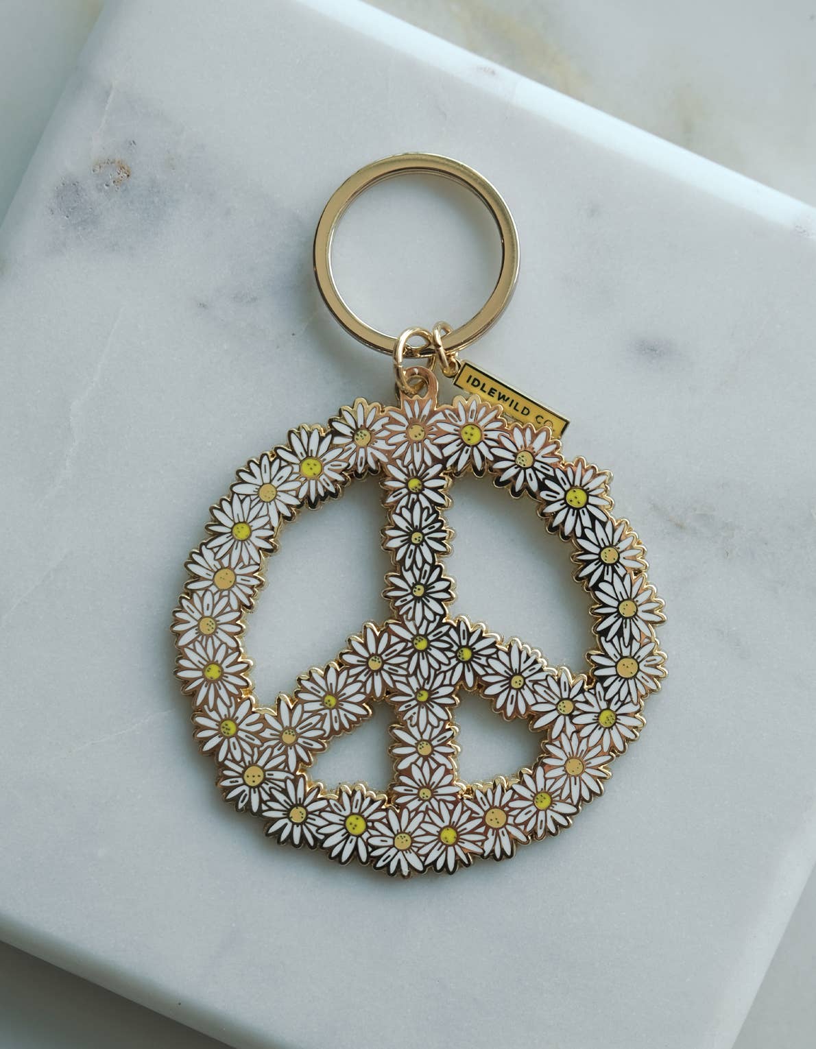 Idlewild Co. Enamel Keychain - Peace Daisy
