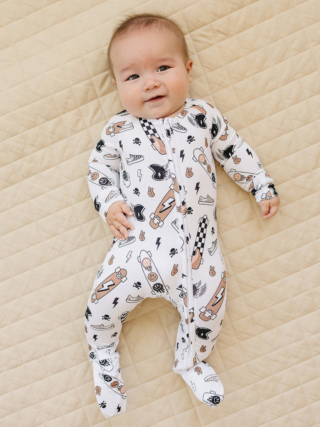 Lucky Panda Kids Bamboo Zip Romper - Sk8er