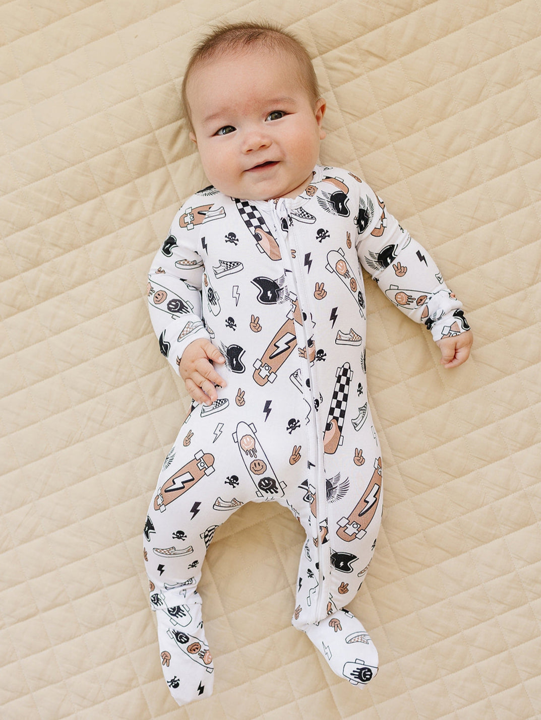 Lucky Panda Kids Bamboo Zip Romper - Sk8er