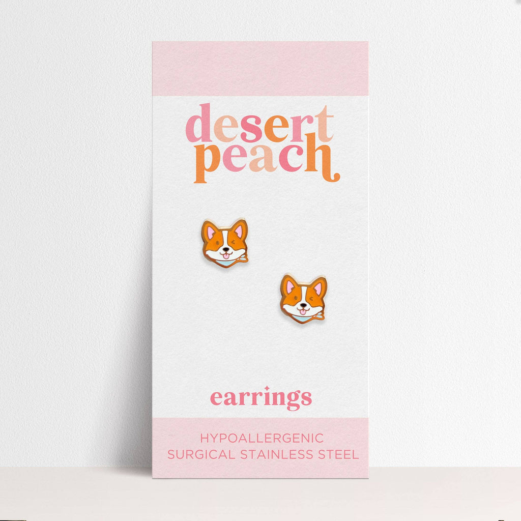 Desert Peach - Corgi Stud Earrings