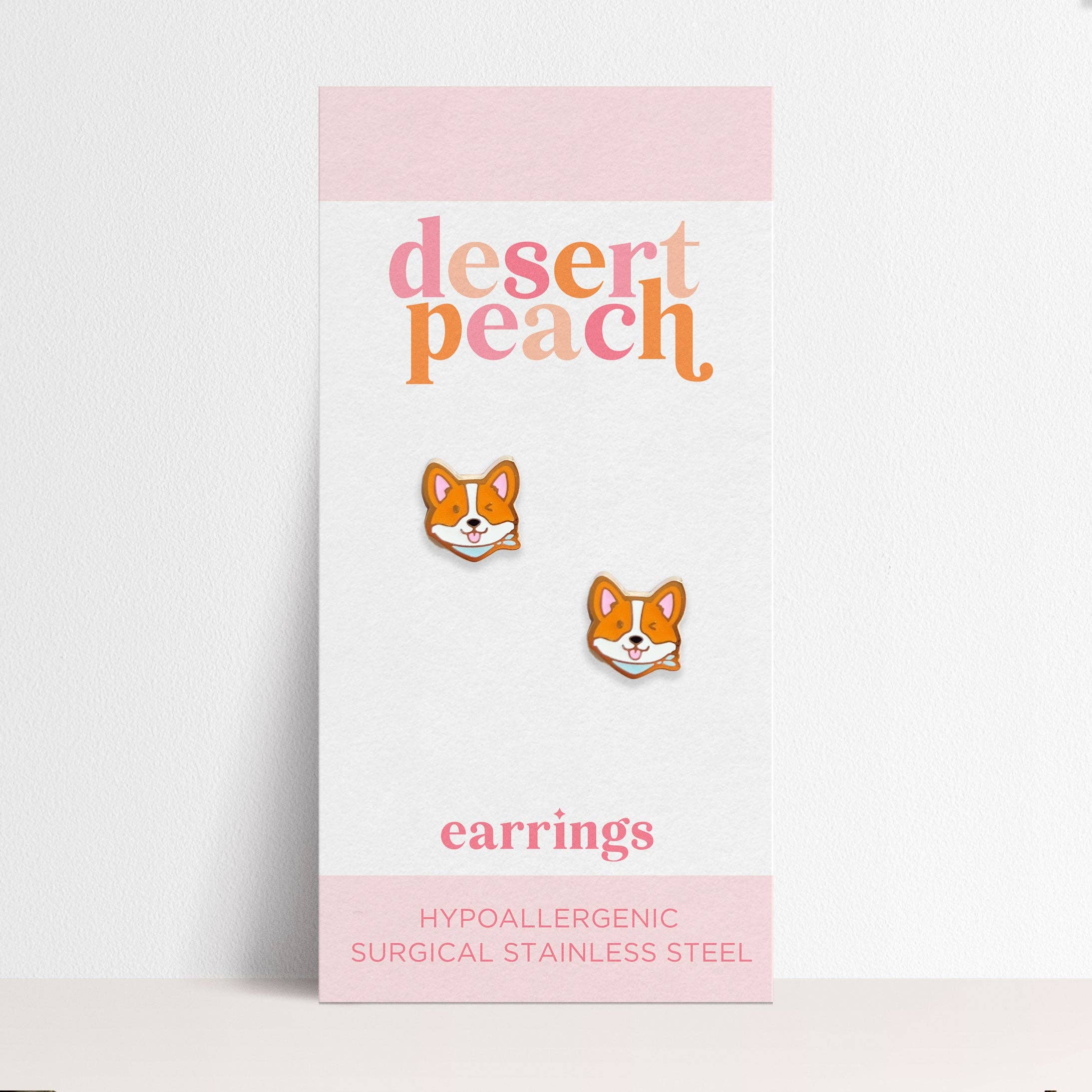Desert Peach - Corgi Stud Earrings