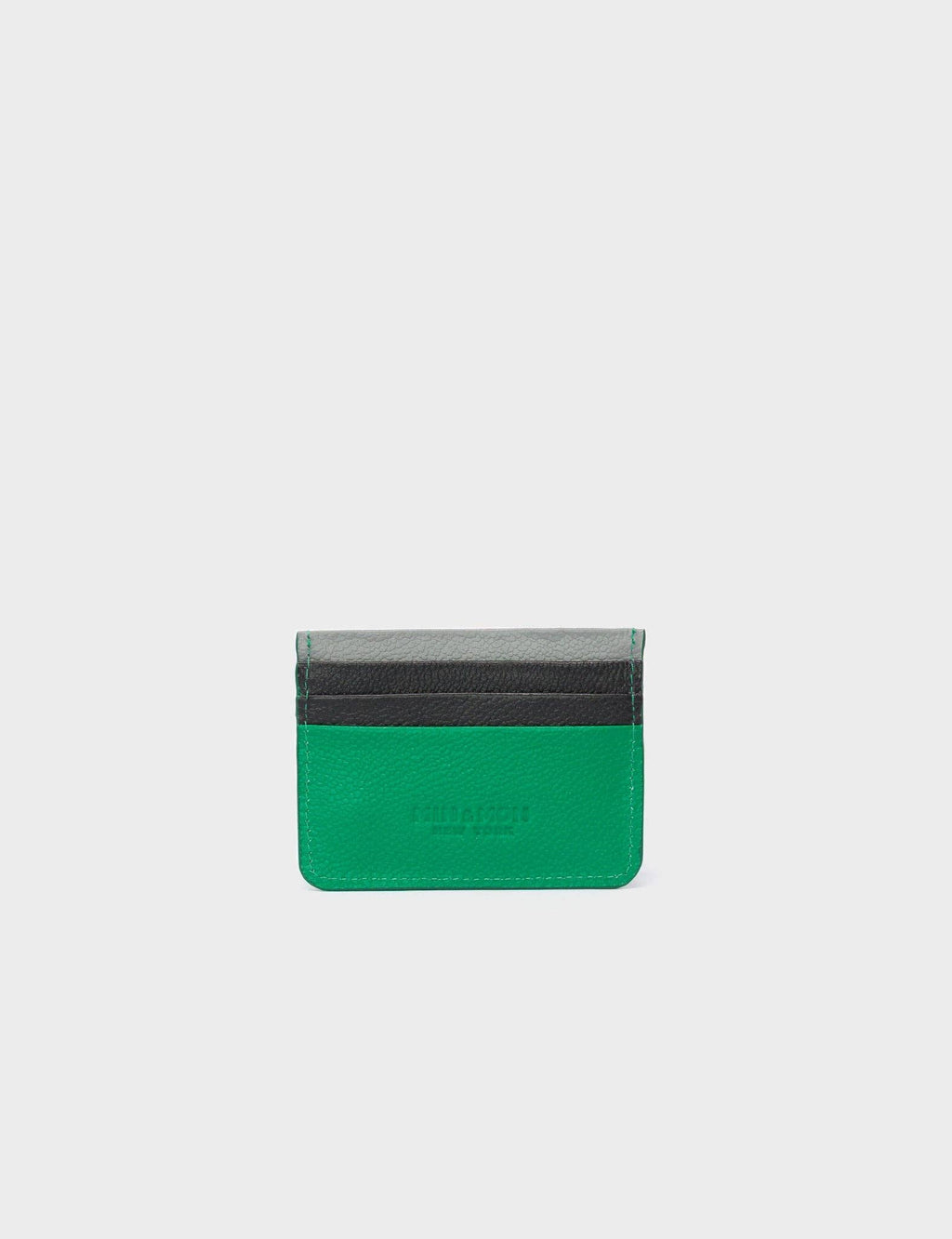 Min & Mon - Filium Irish Green Leather Cardholder - Floralia Embroidery