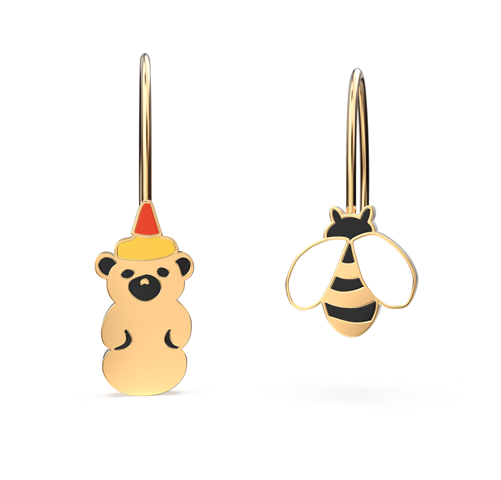 Yellow Owl Workshop - Honey Bear + Honey Bee Earrings