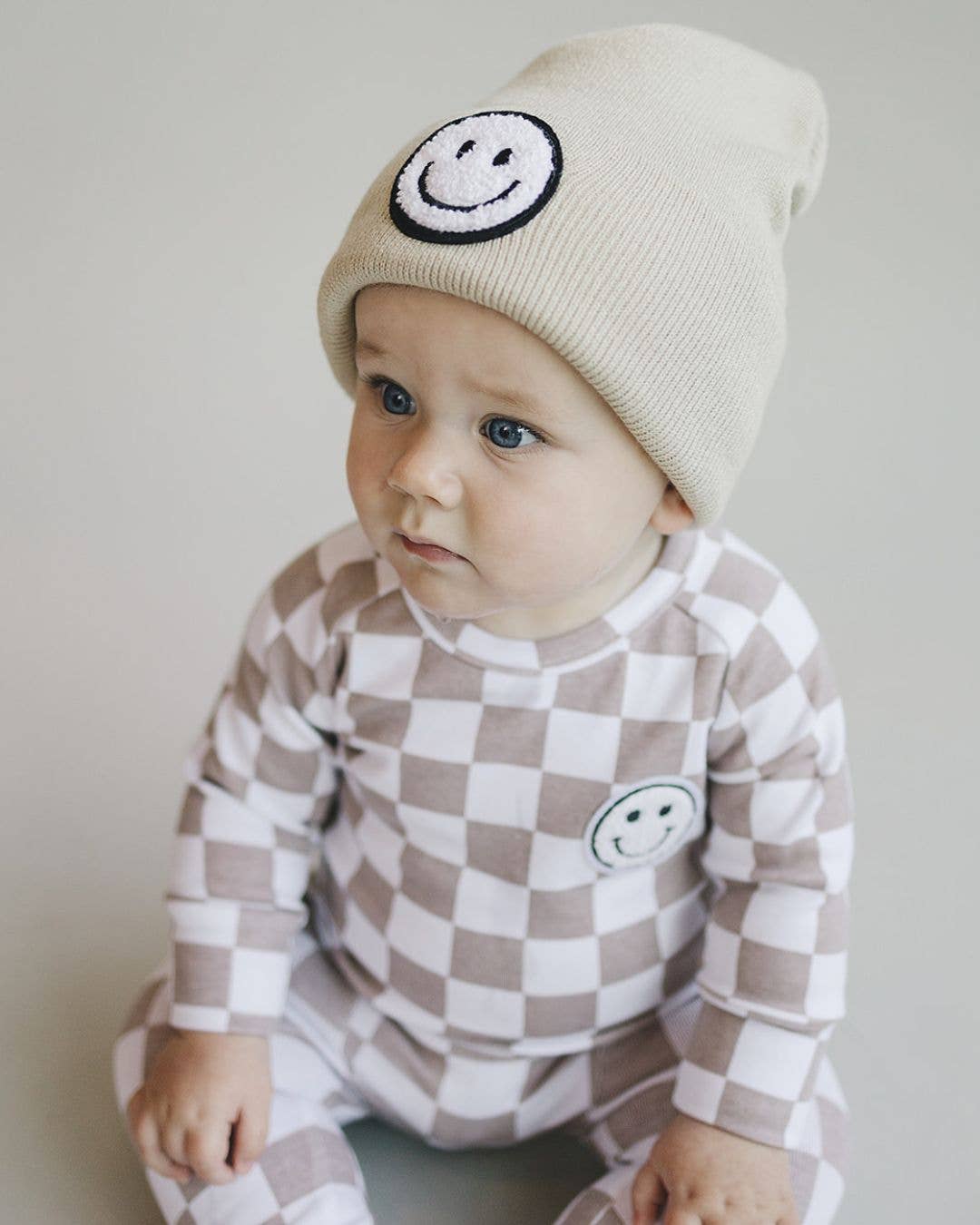 Lucky Panda Kids Smiley Beanie - Beige