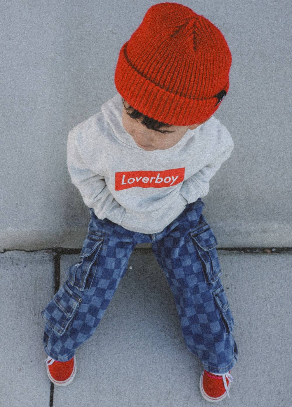 Little Trouble - Checkered Baggy Blue Jeans (Final Sale)