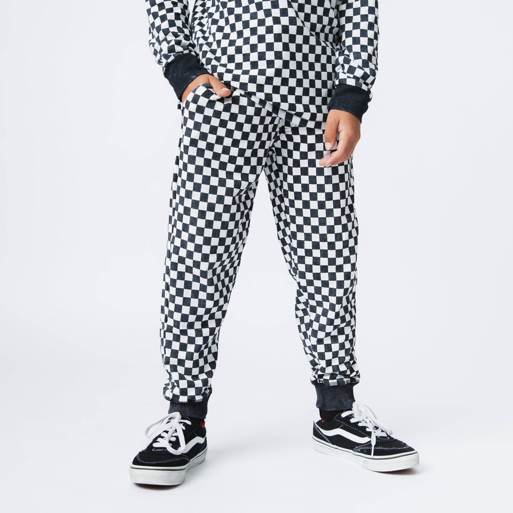 RAGS - Essentials Relaxed Fit Joggers - Black & White Mini Check