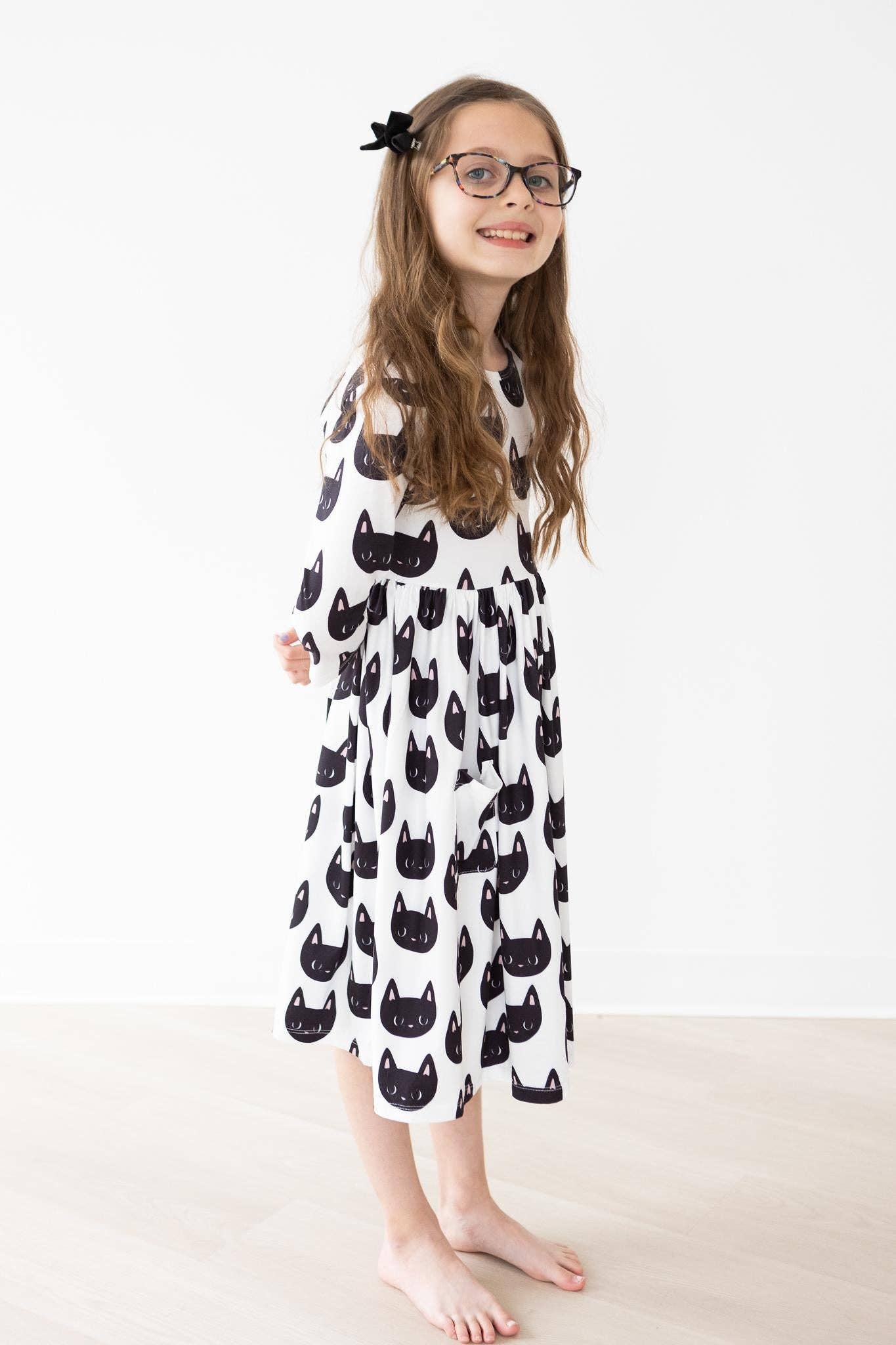 Mila & Rose 3/4 Sleeve Pocket Twirl Dress - Purrfect