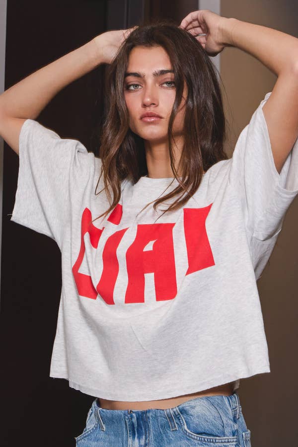 Women's 'CIAO' Graphic Jersey Boxy Crop Top