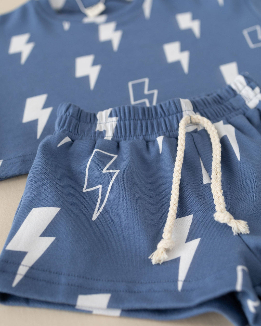 Lucky Panda Kids Shorts Set - Blue Bolts