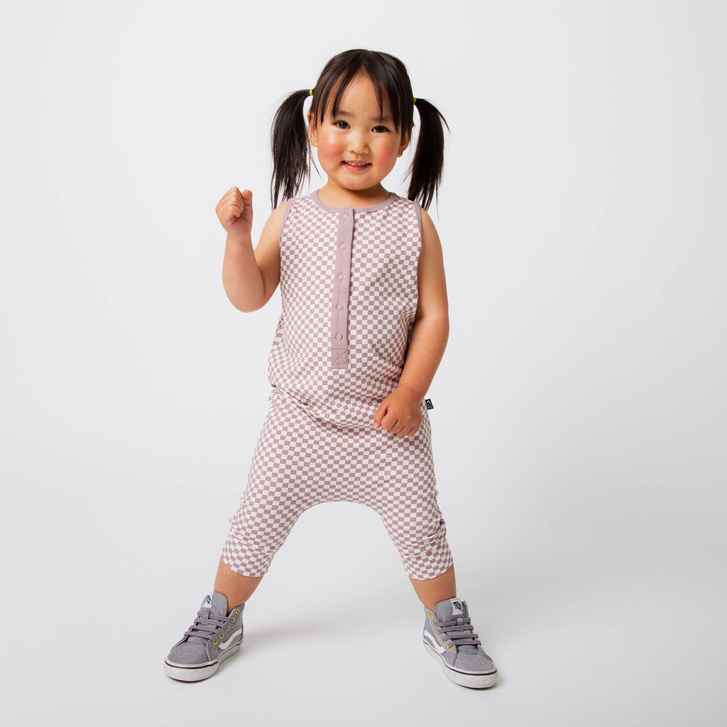 RAGS Romper - Lilac Mini Check