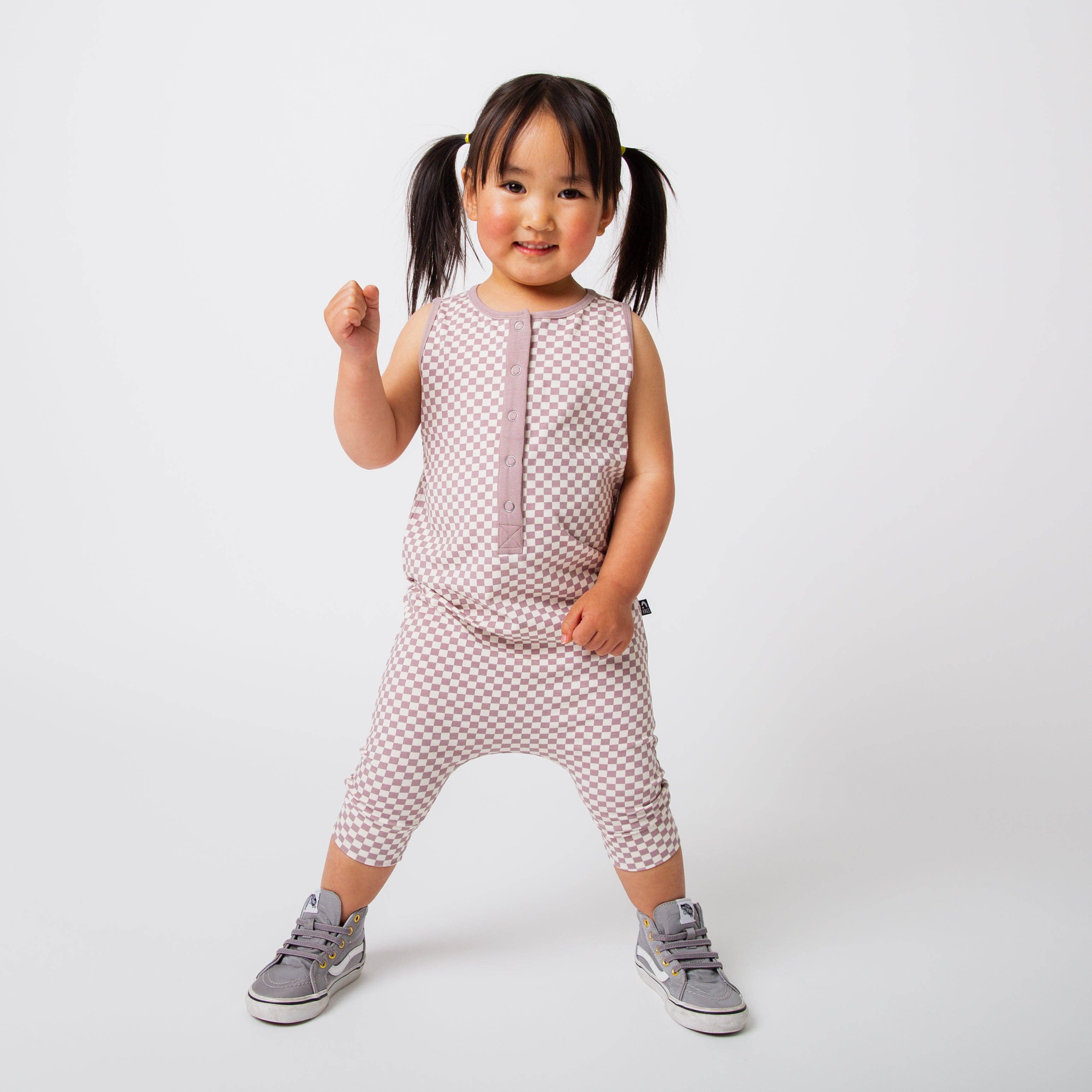 RAGS Romper - Lilac Mini Check